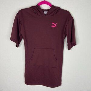 Puma Girls Burgundy Sweatshirt Hooded Dress Size 7 NWOT